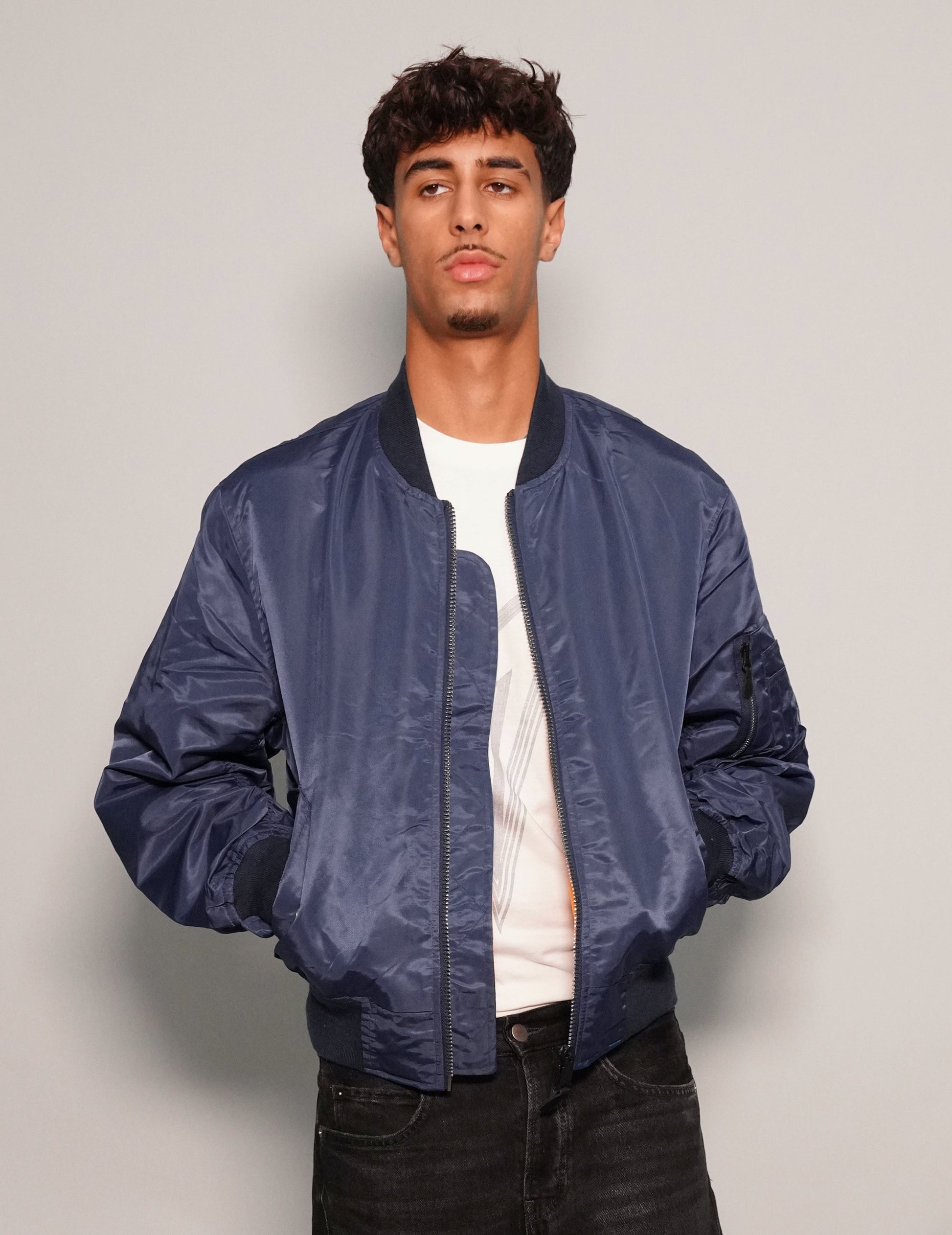 Vintage Blue Bomber Jacket Lightweight