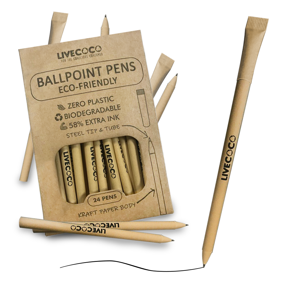 Paper Ballpoint Pens - 24 Pack