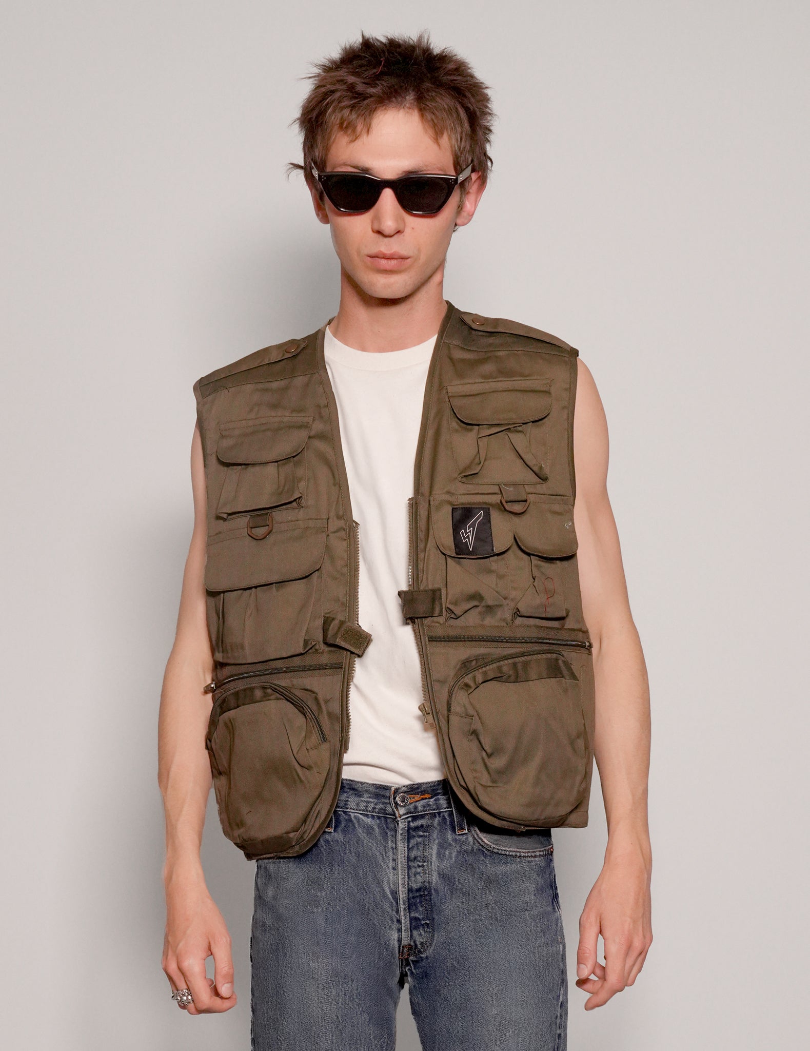 Vintage Khaki Tactical Gilet Jacket