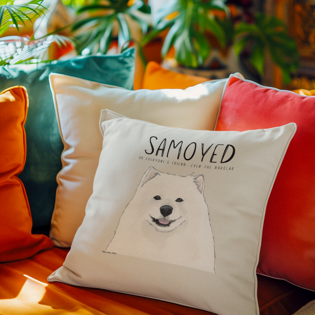 Samoyed Cushion Cover Everyone's Friend Even the Burglar