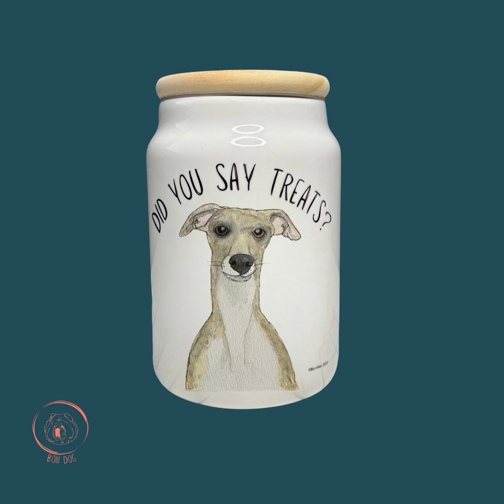 Ceramic Treat Jar with Wooden Lid for Dogs