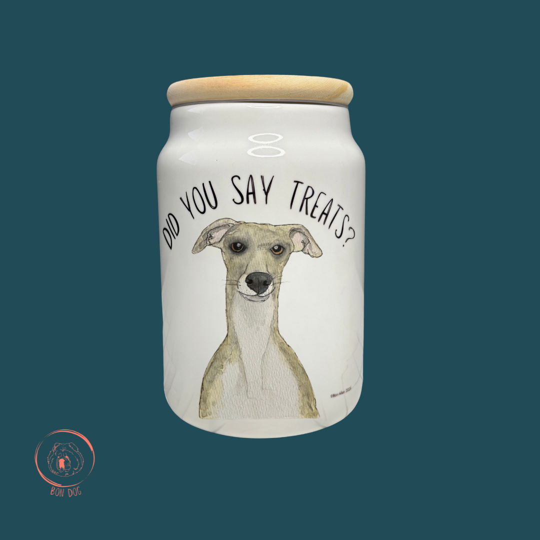 Ceramic Treat Jar with Wooden Lid for Dogs