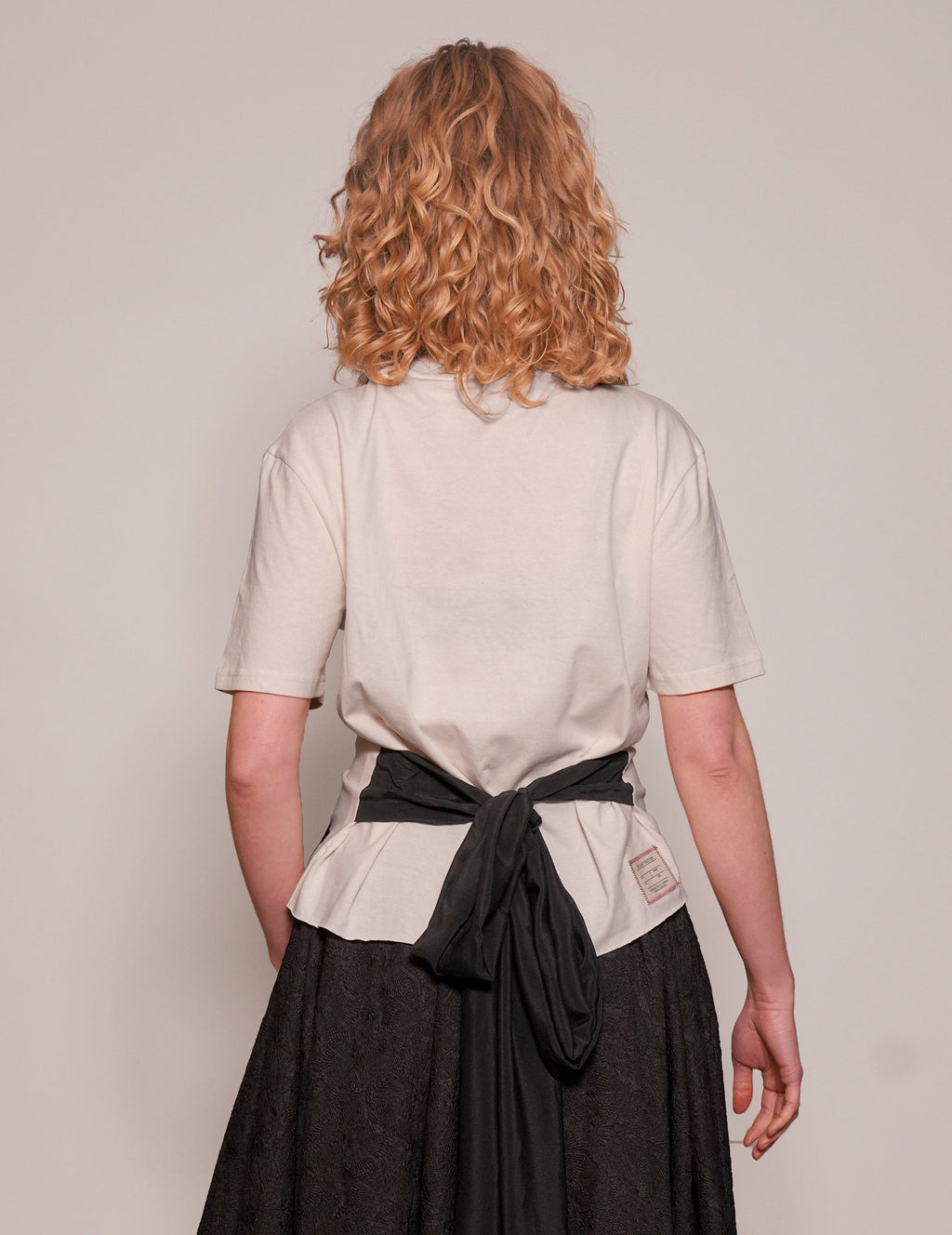 Silver Logo Tie Tee in Ecru and Black