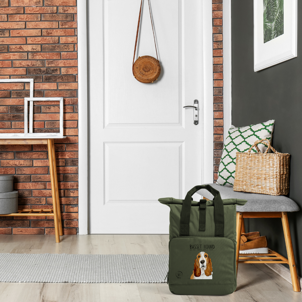 Basset Hound Roll Top Backpack Sustainable Stylish