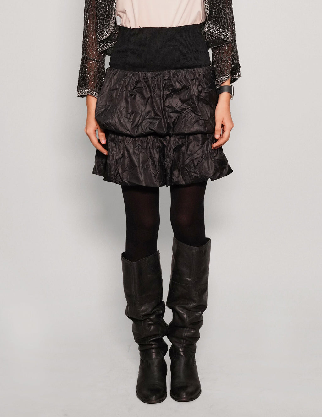 Grand Table Layered Bubble Skirt in Black