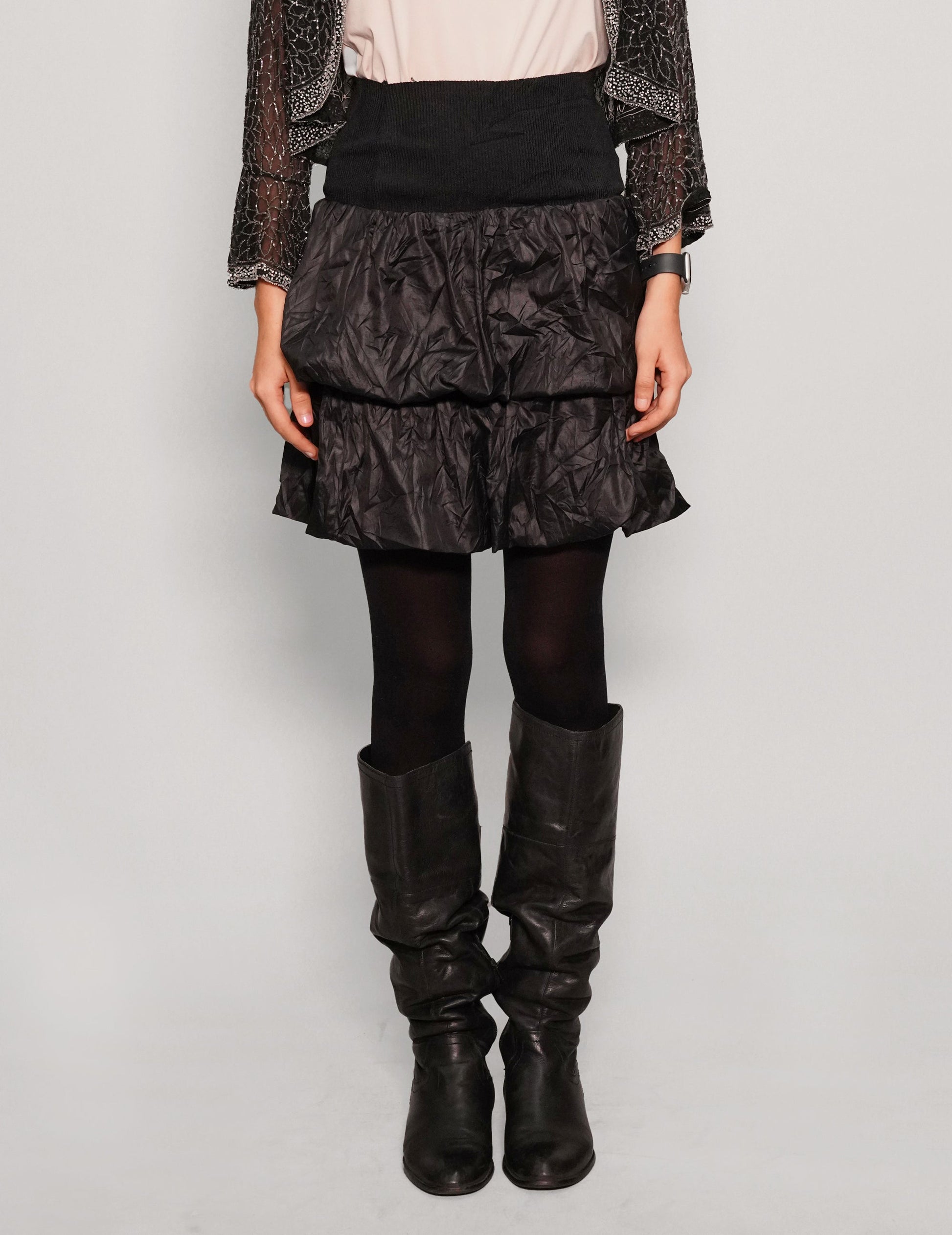 Grand Table Layered Bubble Skirt in Black