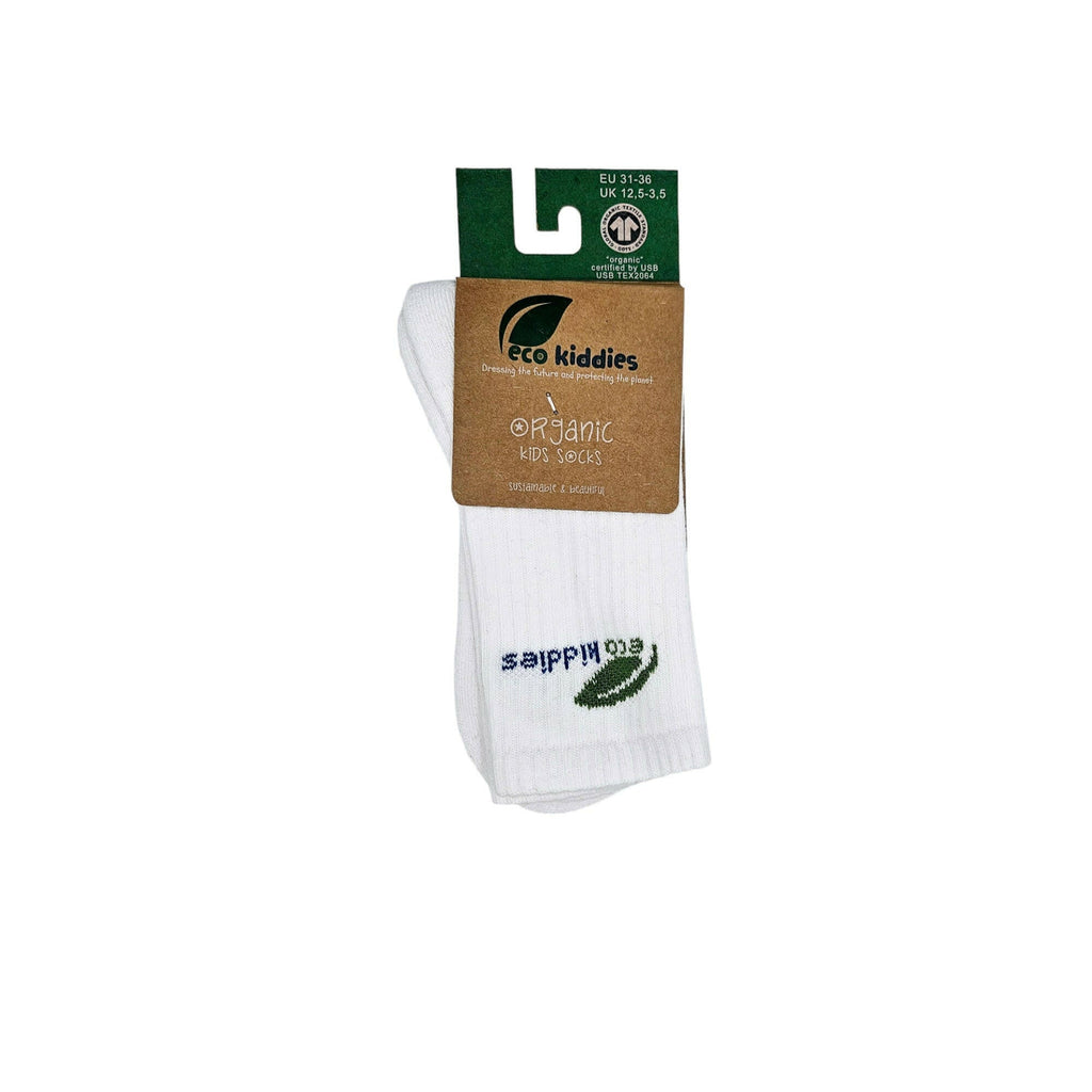 Organic Cotton Ribbed Socks for Kids in White