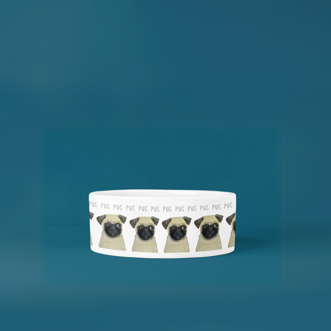 Ceramic Dog Bowl for Pugs