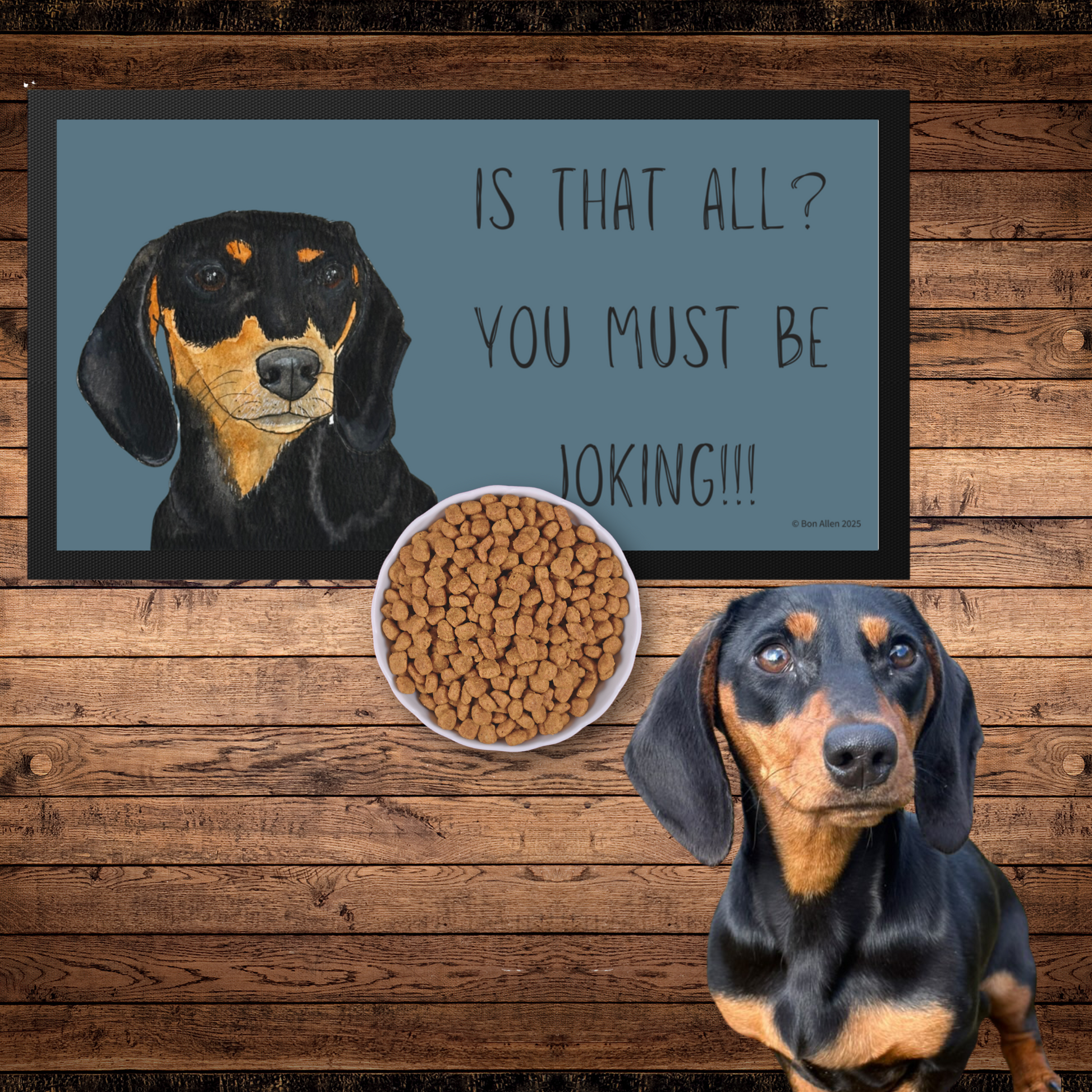 Black and Tan Dachshund Dining Drama Pet Bowl Mat