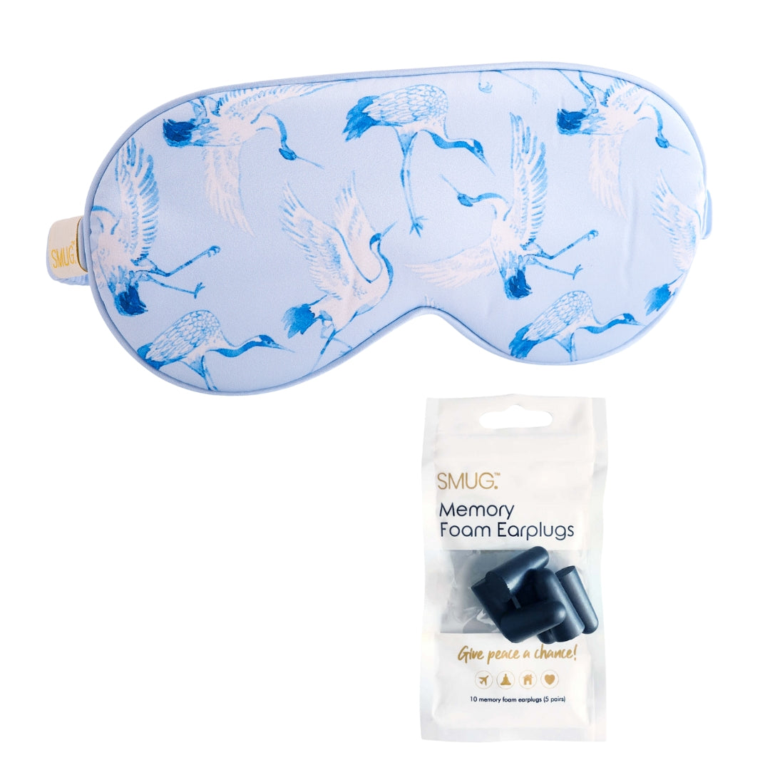 Satin Sleep Mask in Cranes Print