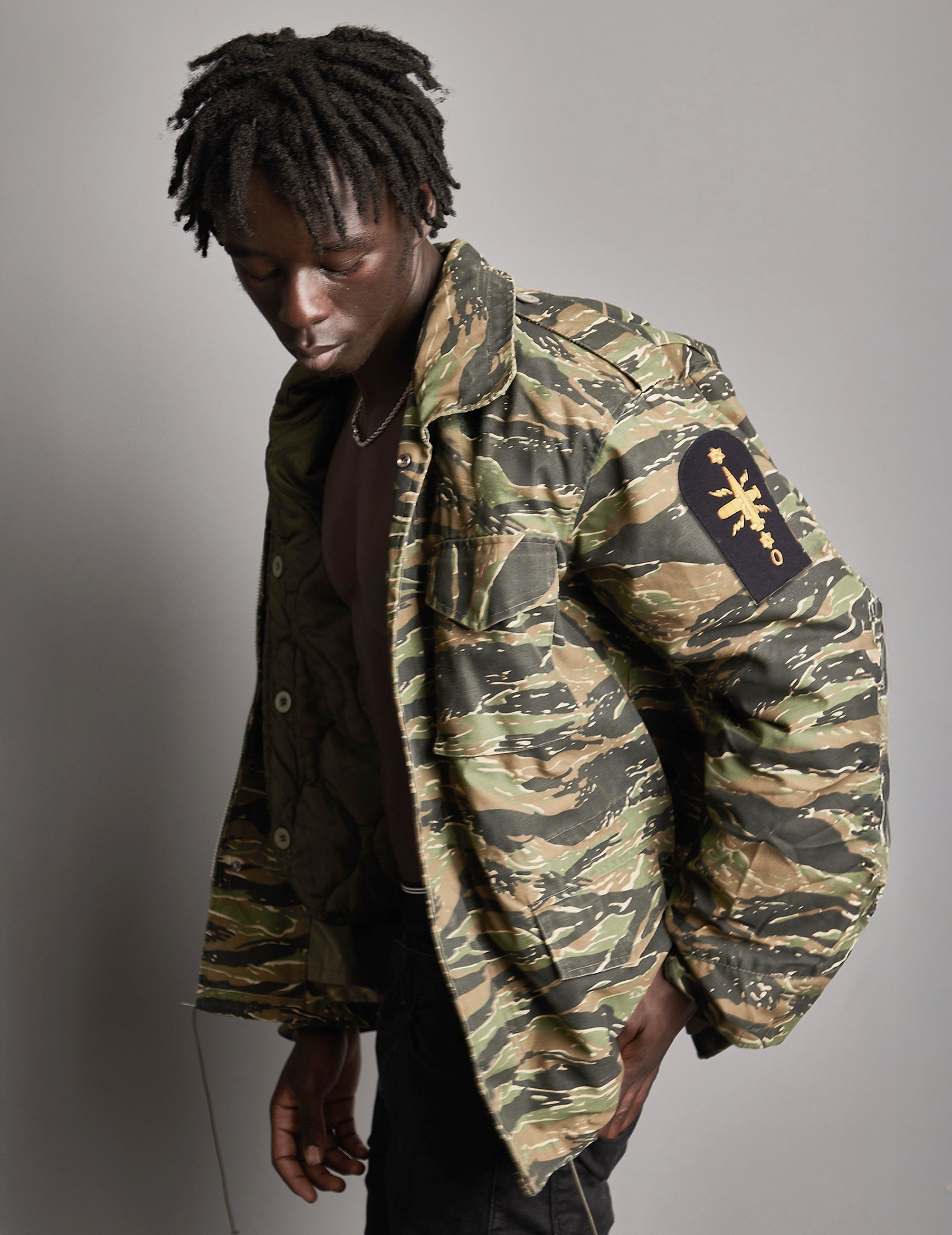 Vintage M65 Military Field Jacket in Tiger Camo