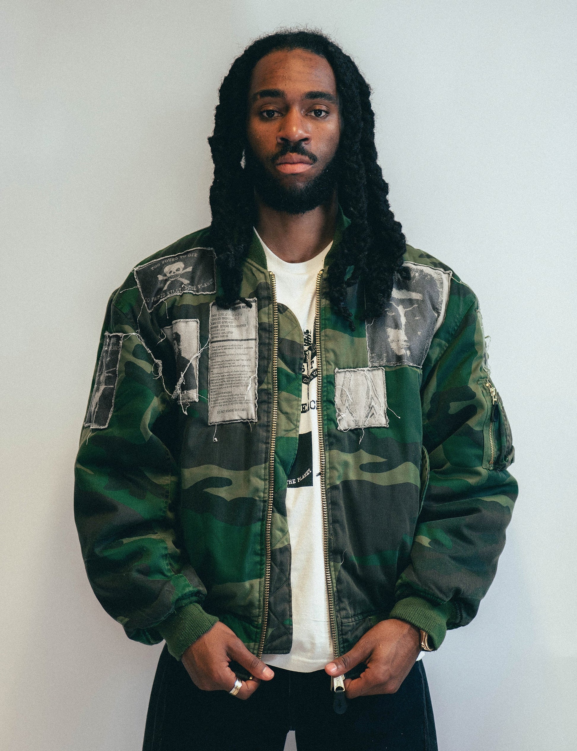 MA1 Bomber Jacket in Camo with Custom Patches