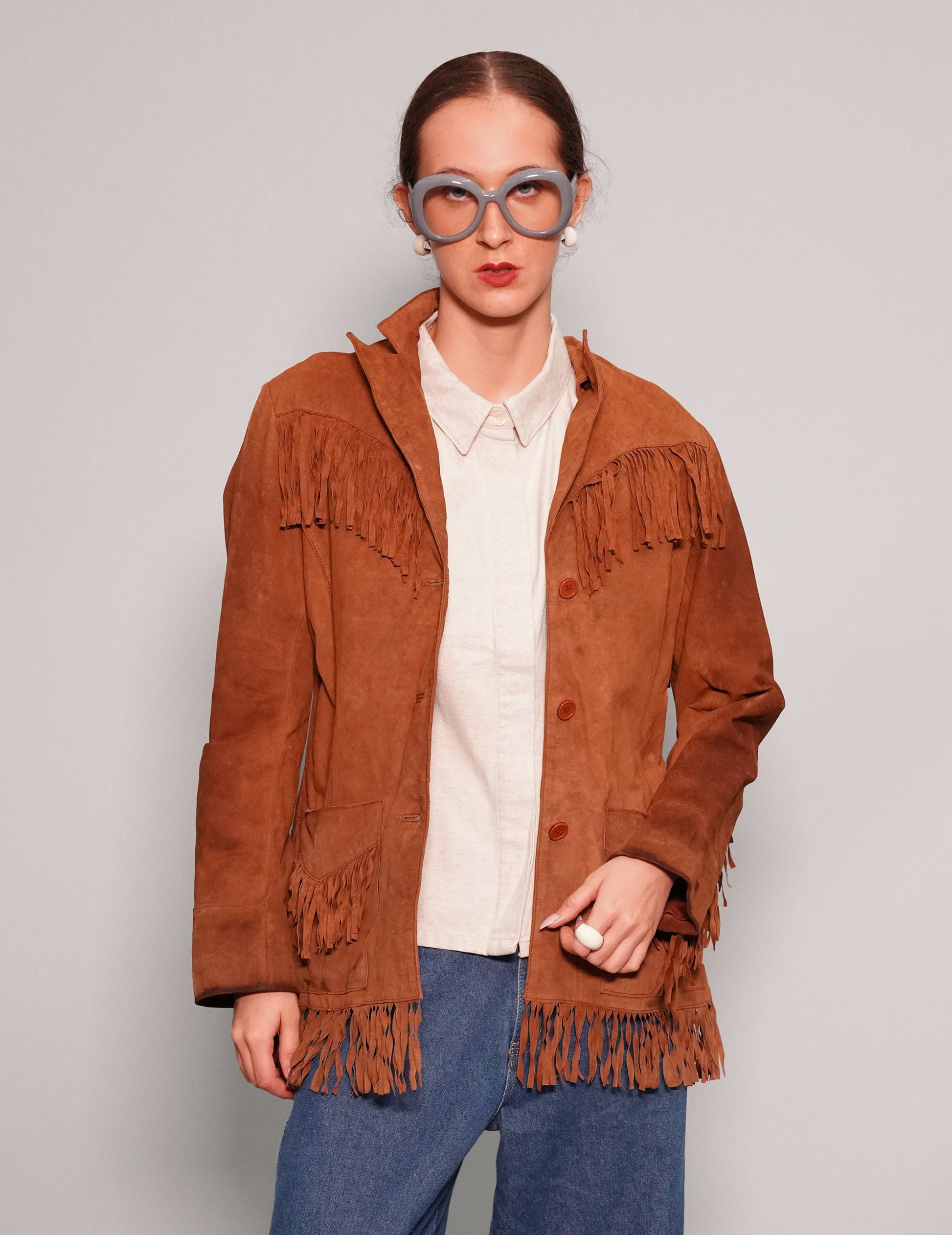 Dark Brown Leather Cowgirl Jacket