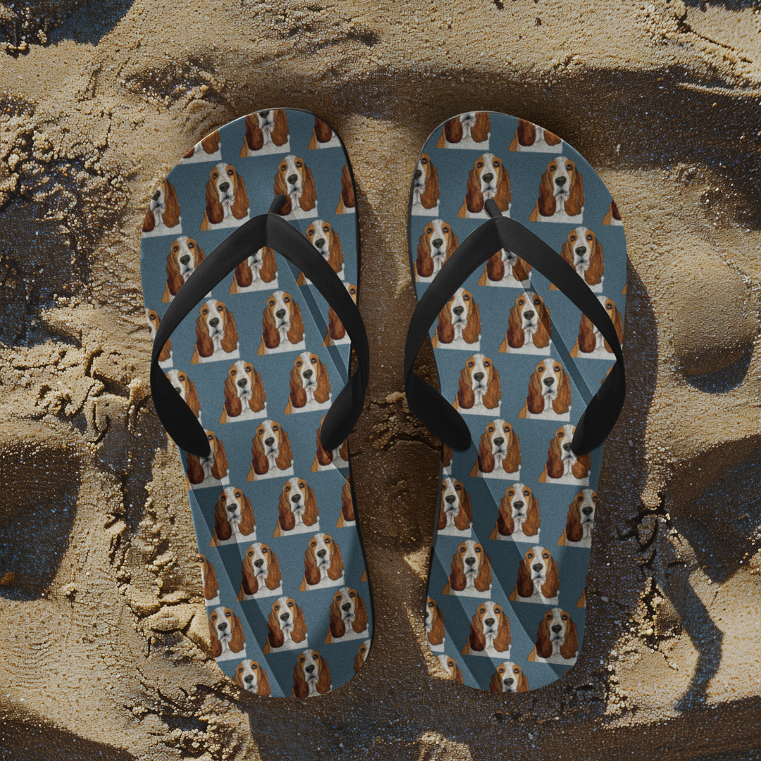 Basset Hound Flip Flops for Walking in Style
