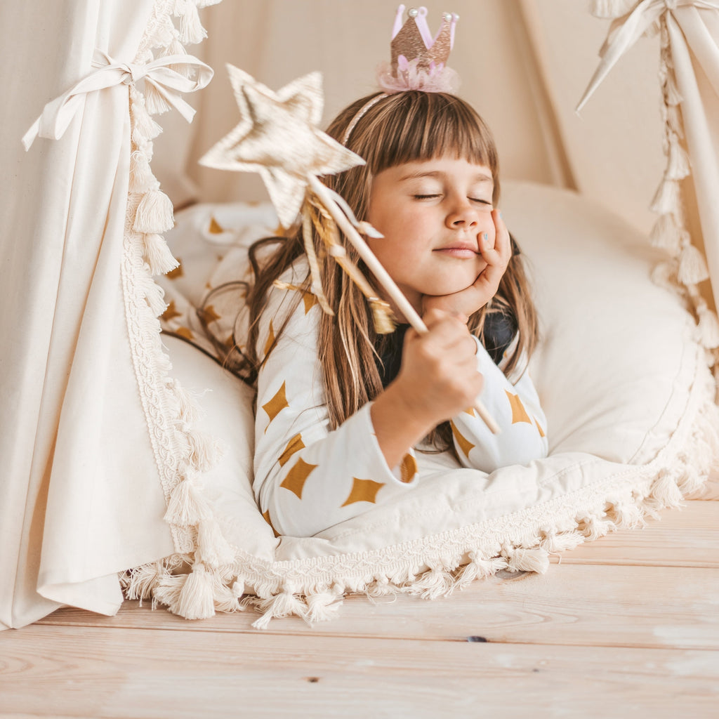 Large Floor Cushion with Tassels in Ecru