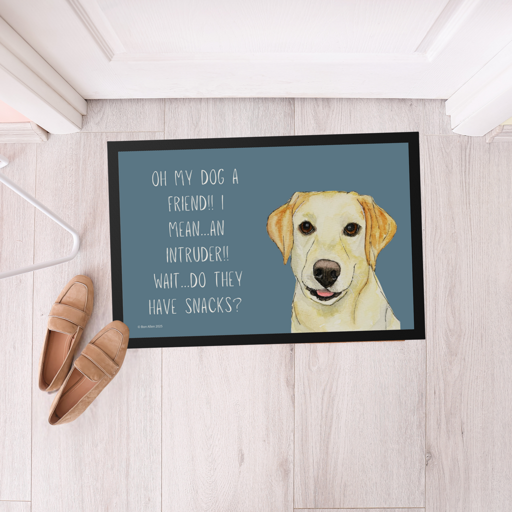 Yellow Labrador Welcome Mat Friend or Intruder or Snack Delivery