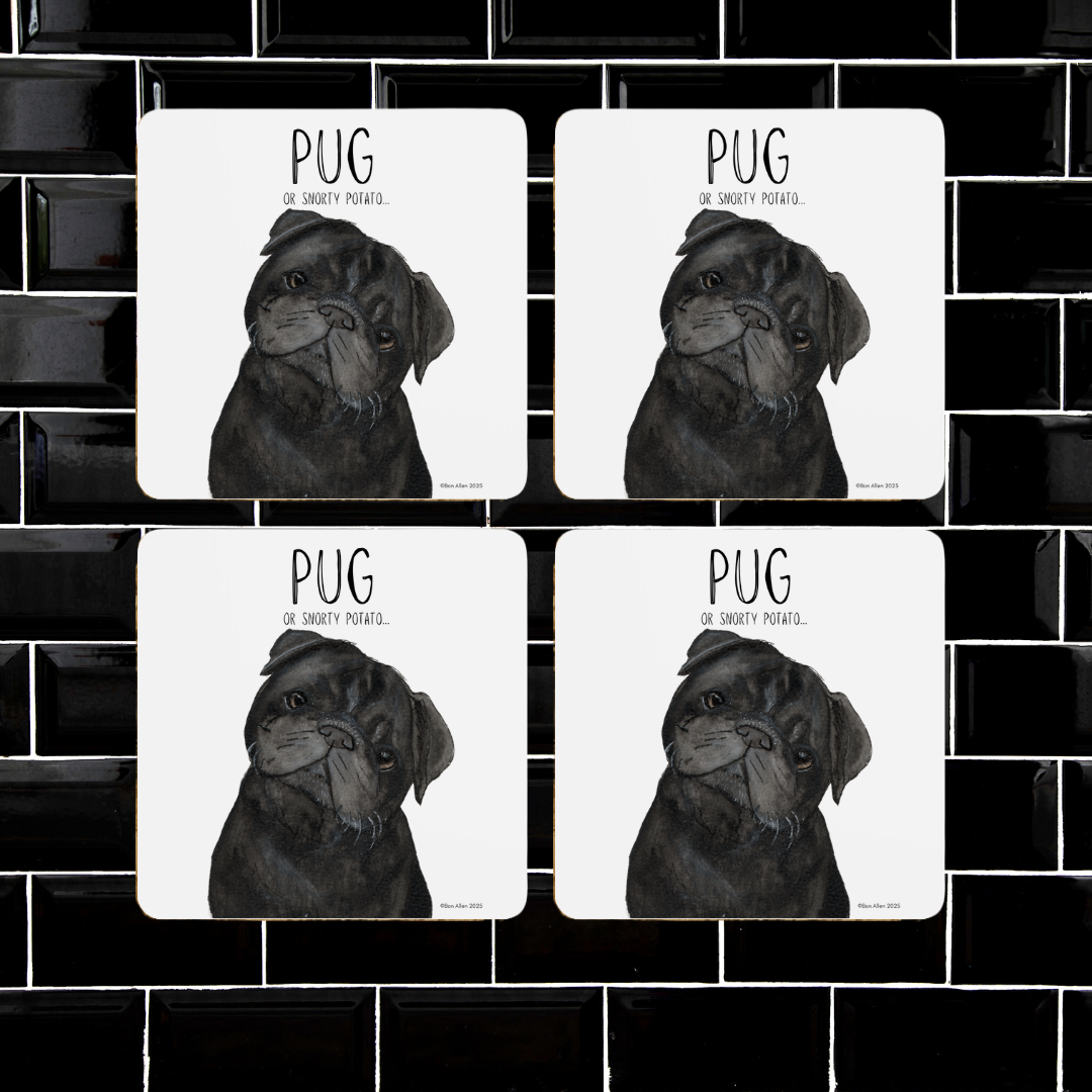 Pug Coaster Set Pack of 4