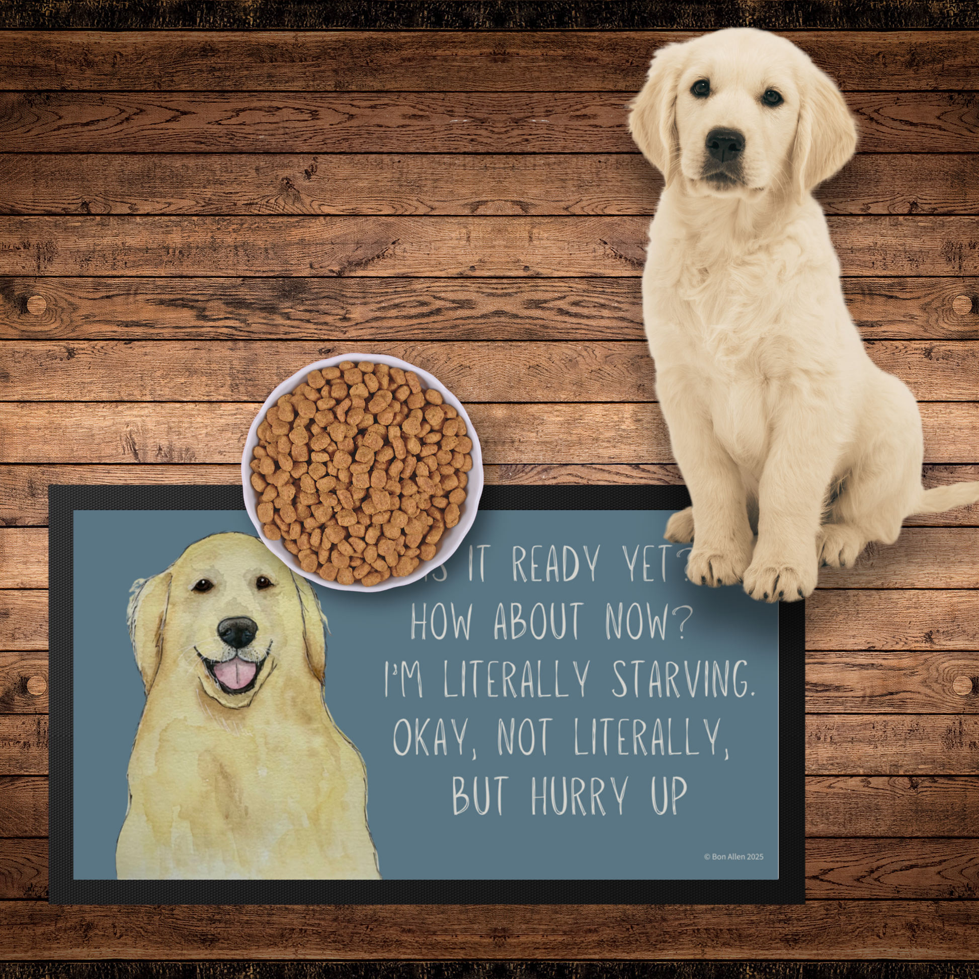 Golden Retriever Feast Mat Hurry Up Hooman