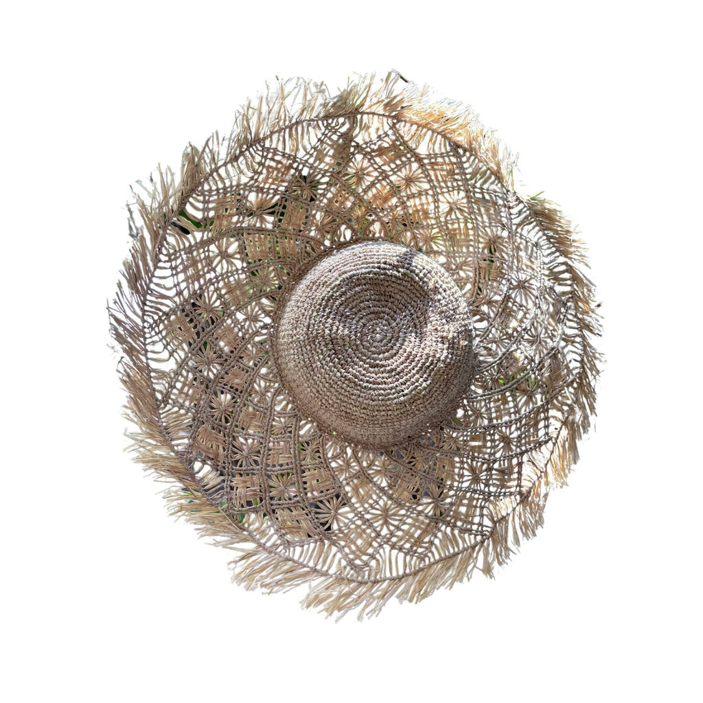 Pink and Sand Raffia Hat