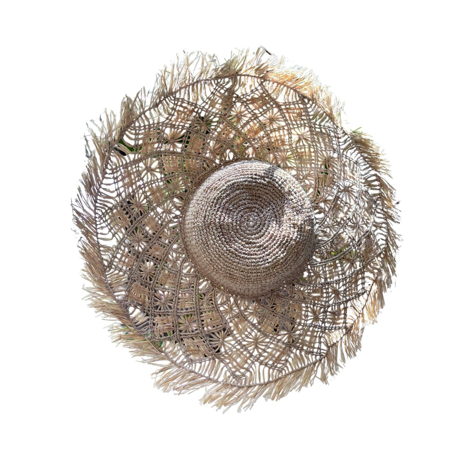 Pink and Sand Raffia Hat