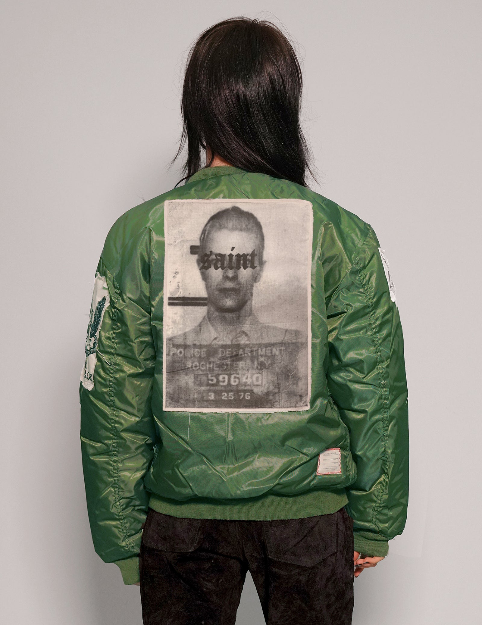Green MA1 Bomber Jacket with Reversible Orange Lining