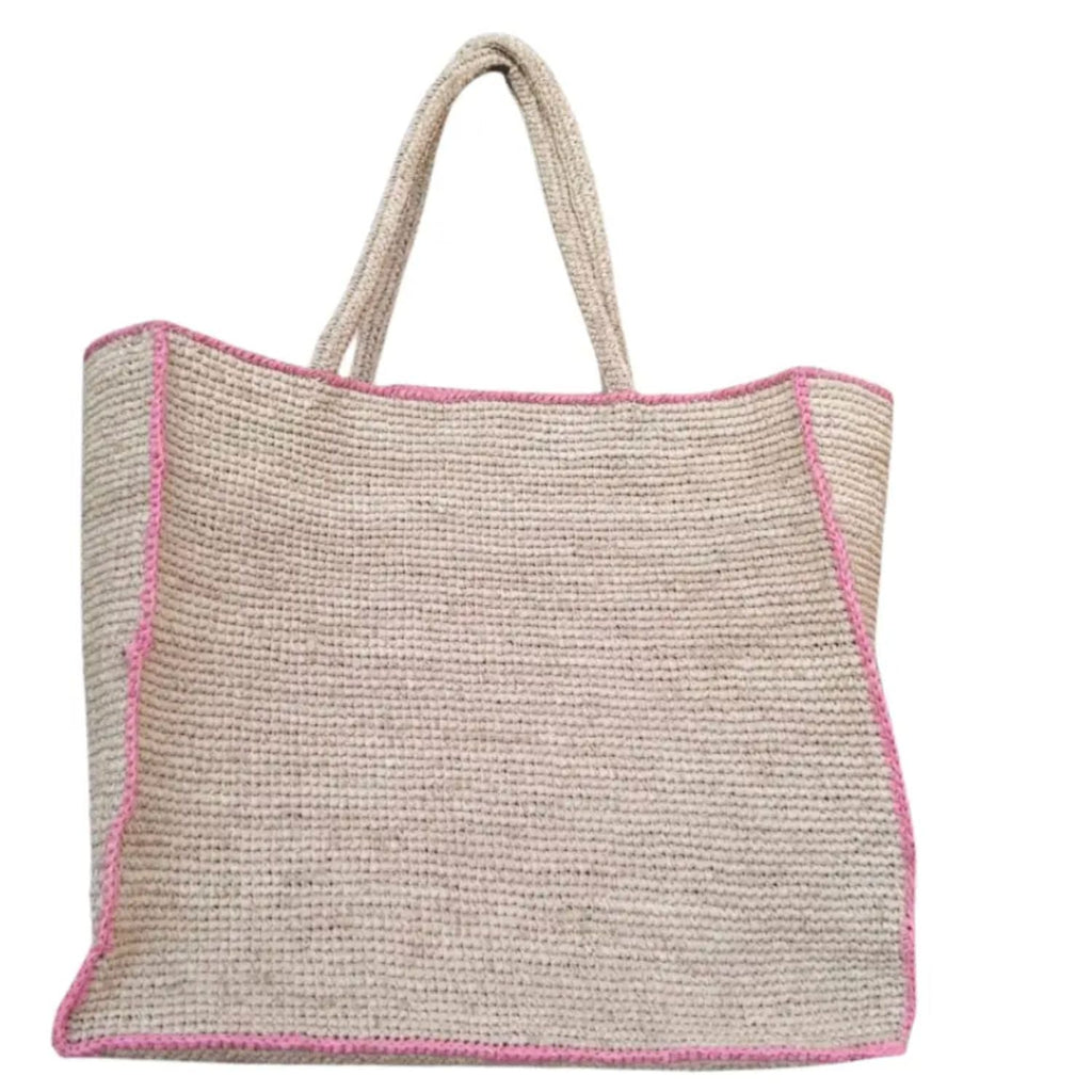 Pink Raffia Tote Bag Handmade