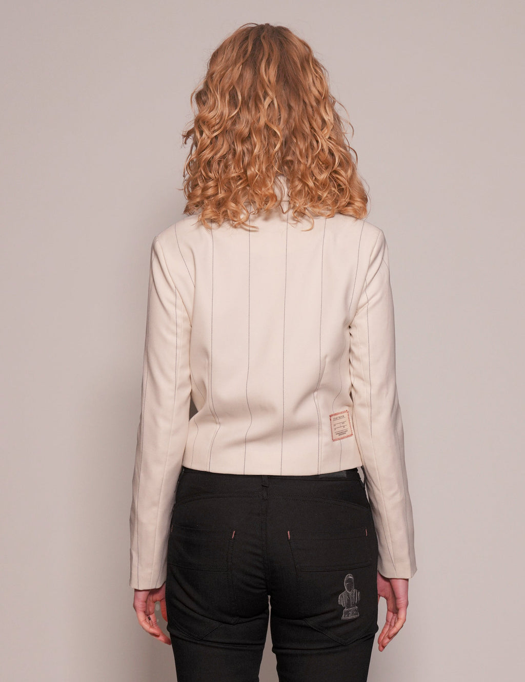 Cropped Blue Pinstripe Blazer