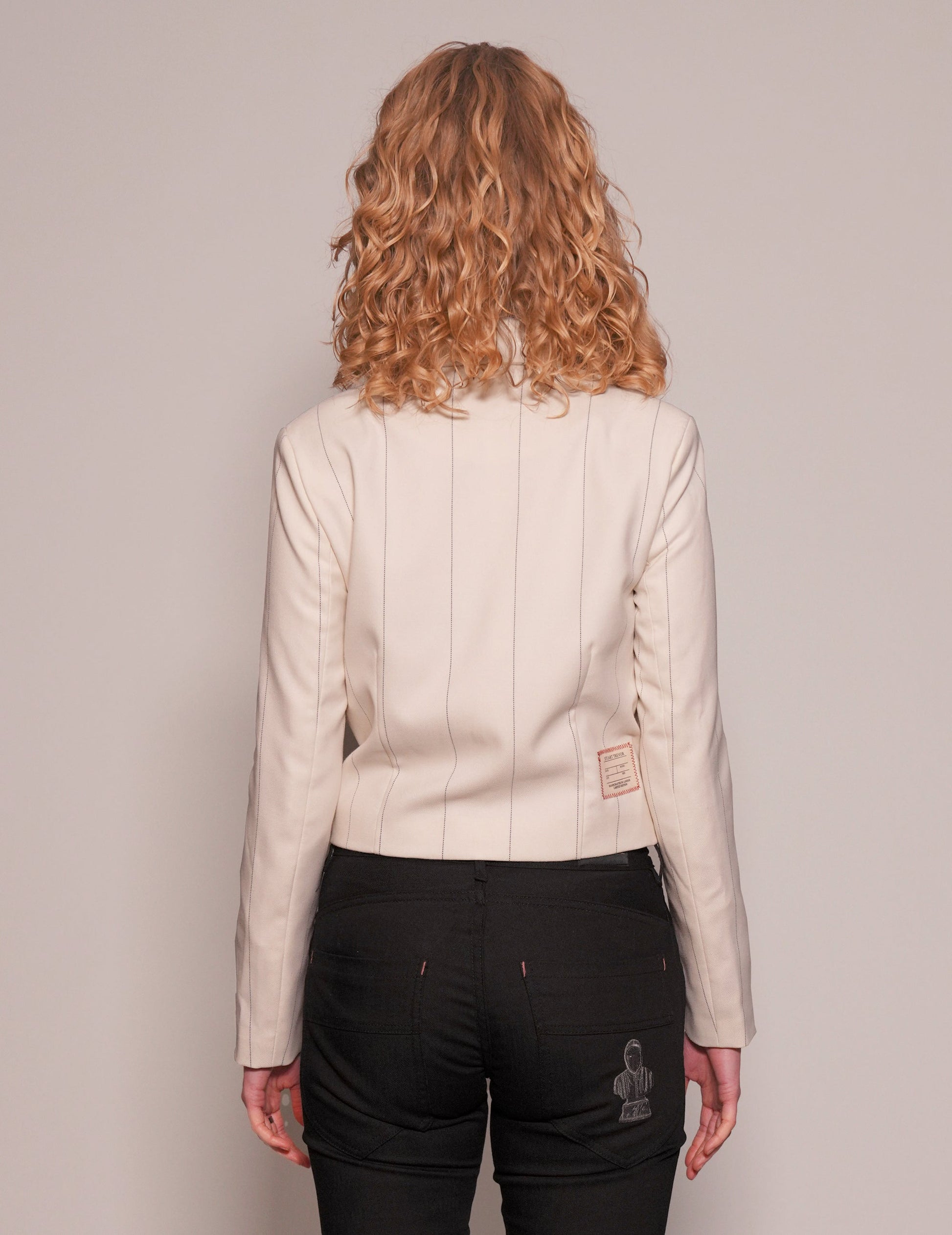 Cropped Blue Pinstripe Blazer