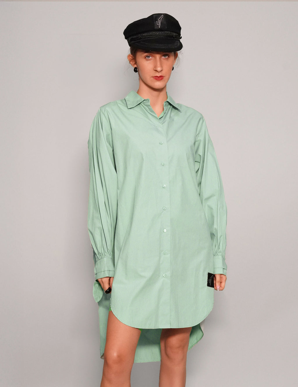 Pale Mint Shirt Dress in Cotton