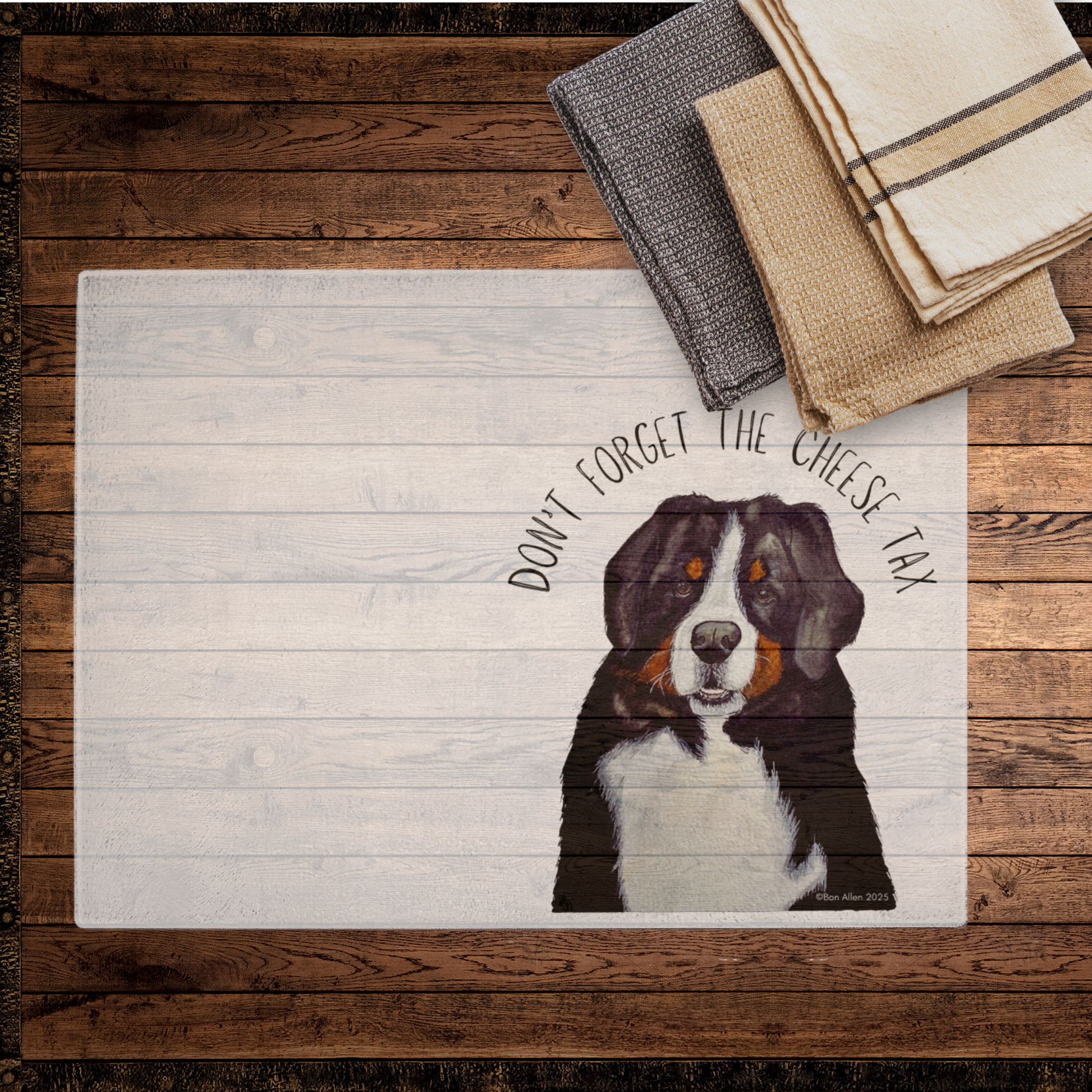 Bernese Mountain Dog Glass Chopping Board