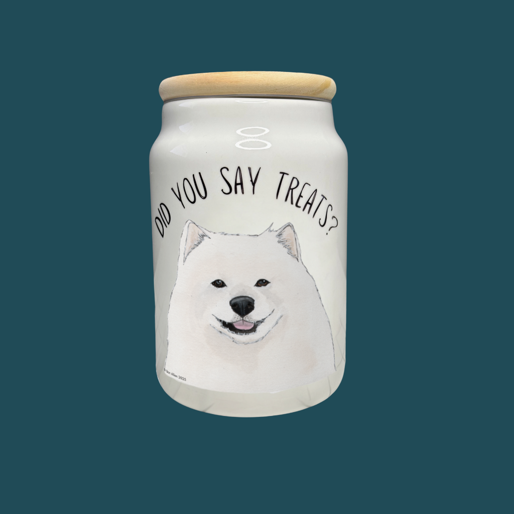 Handmade Ceramic Treat Jar for Samoyeds