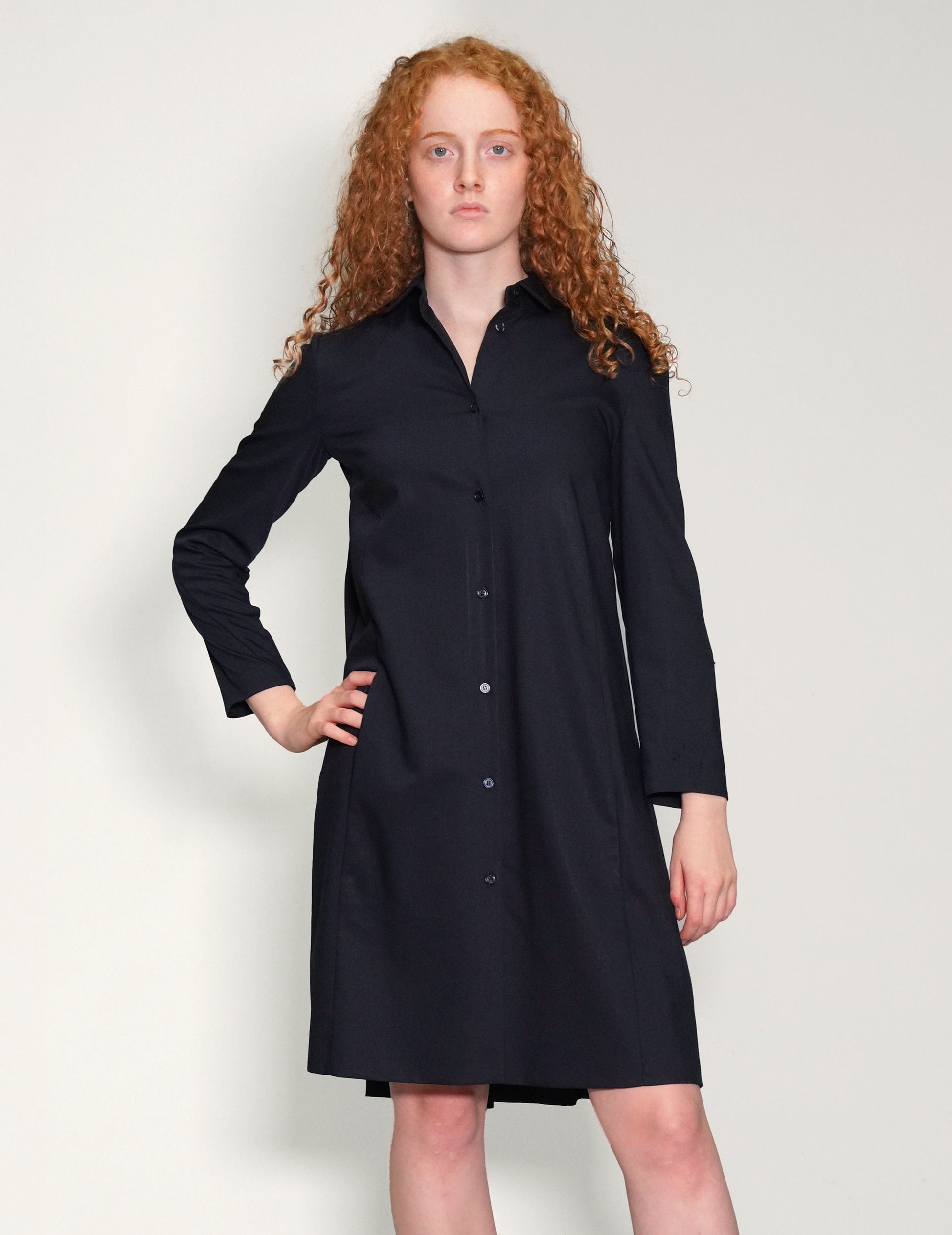 Navy Midi Shirt Dress