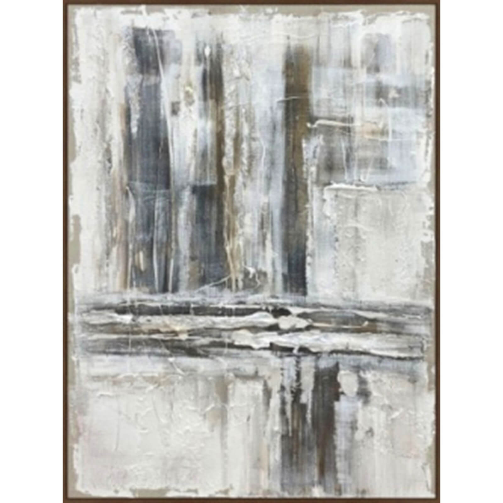 Hand-painted canvas artwork in rich brown tones with shadow detailing, premium wood frame, 120x90cm, Outlook series by sostter at brixbailey.com