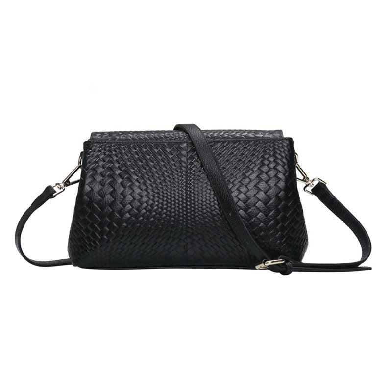 Genuine Leather Woven Crossbody Bag for Women
