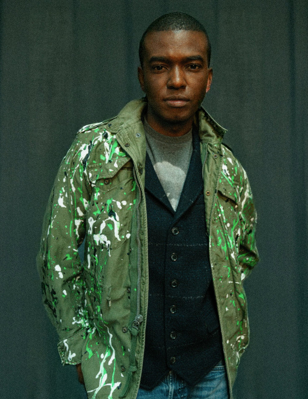 Splatter Painted Jacket in Khaki