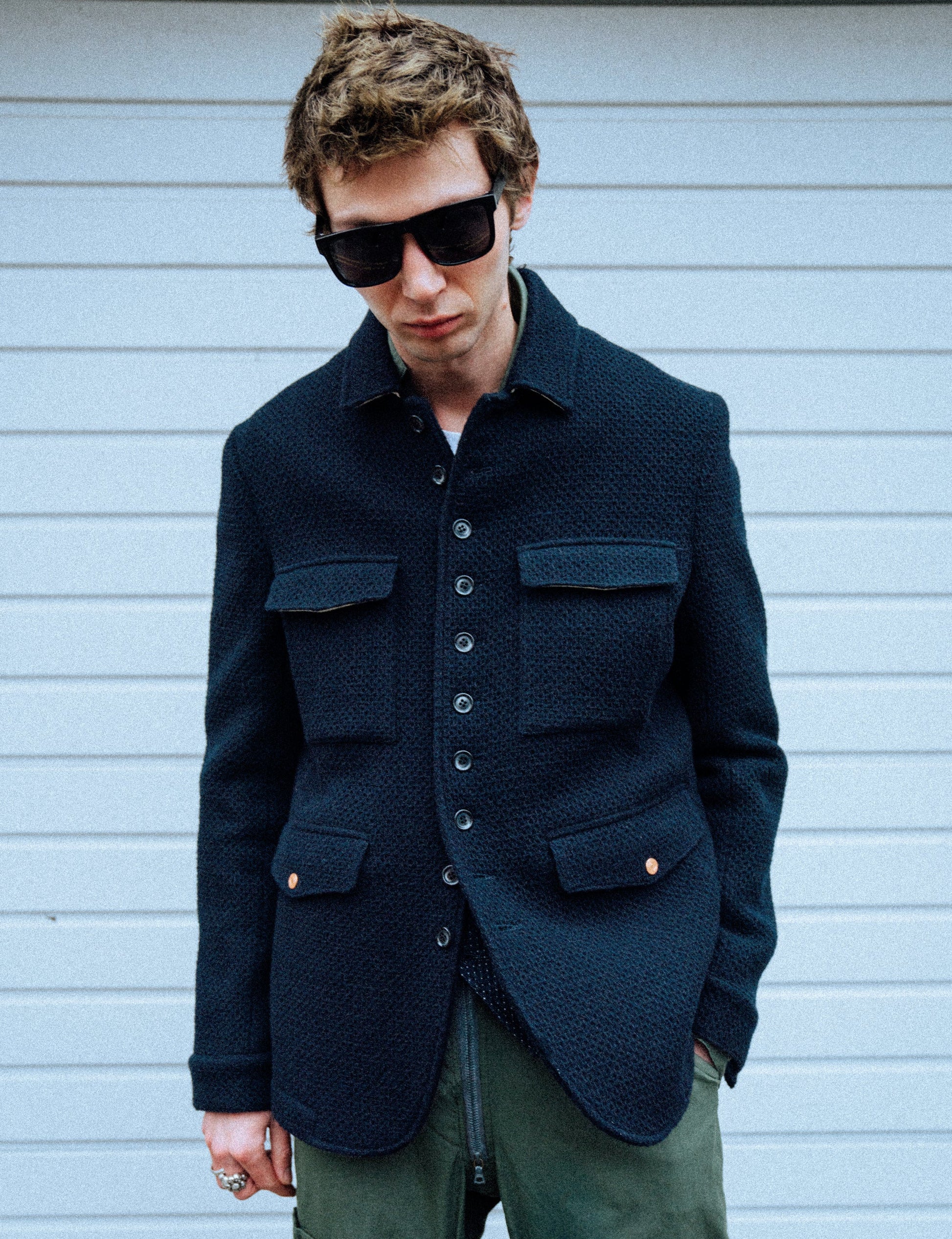 Monaco Navy Waffle Car Coat