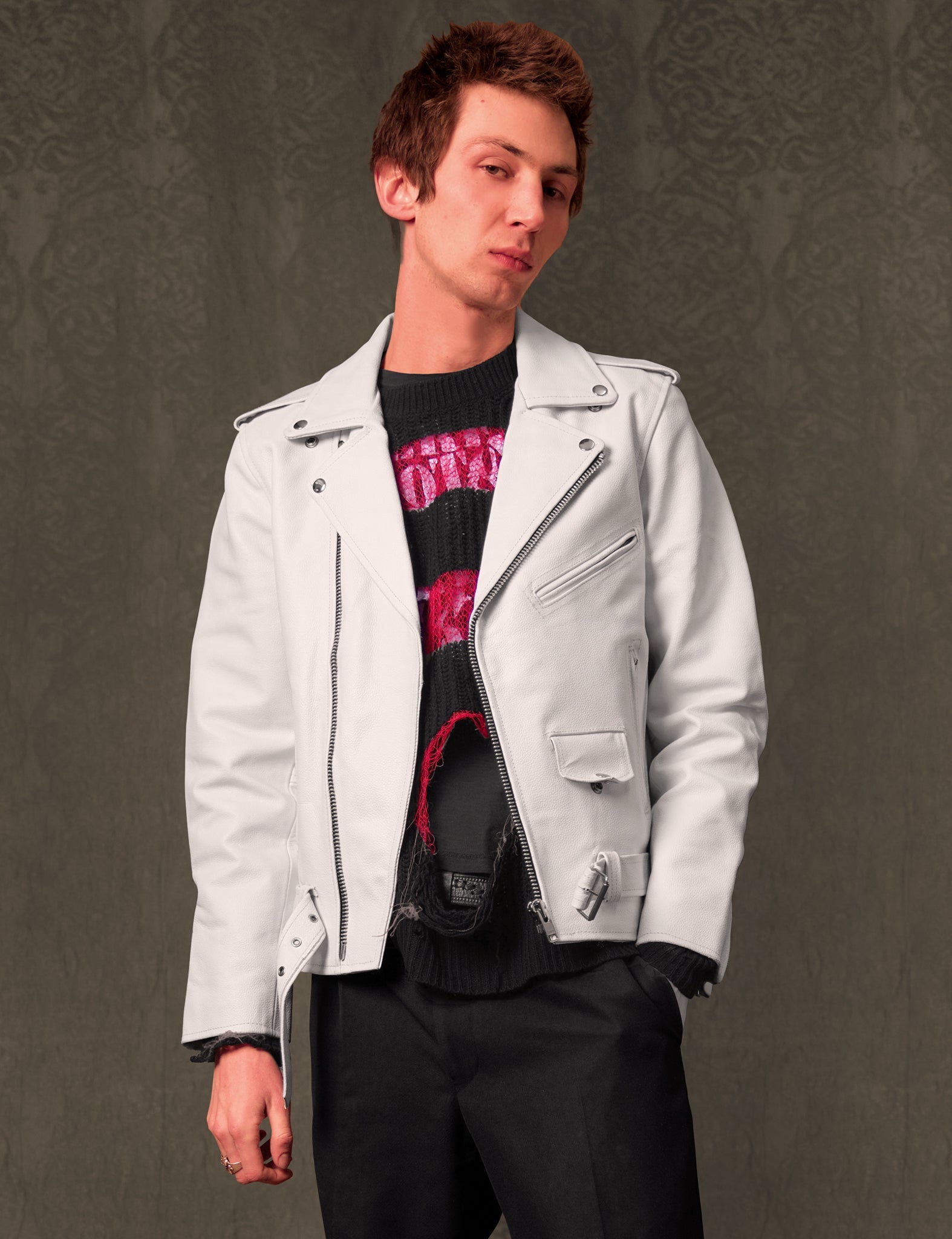 White Leather Biker Jacket