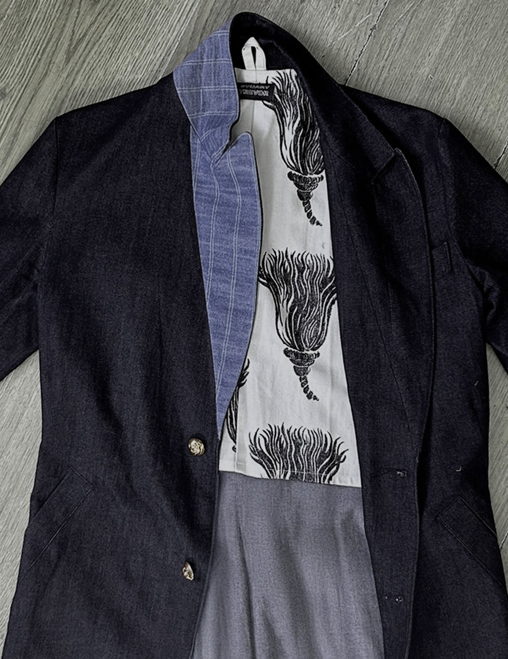 Vintage Denim Frock Coat in Regency Style