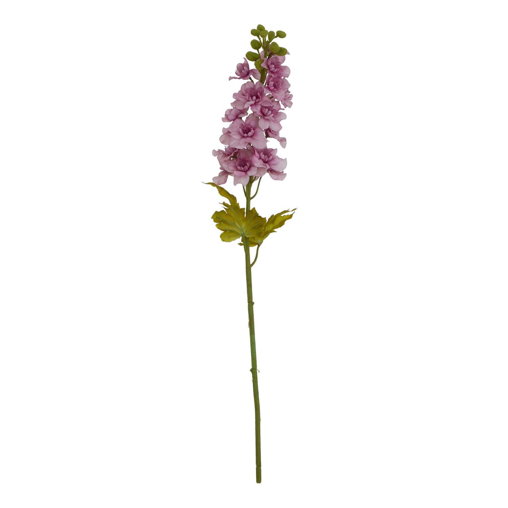 Lifelike purple delphinium artificial flower stem with soft lavender blooms and slender green stem for farmhouse decor by sostter at brixbailey.com