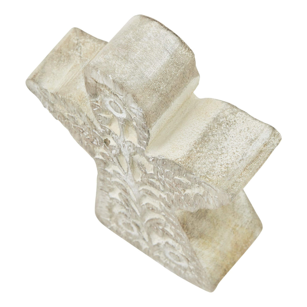 Handcrafted whitewashed wood angel decor with intricate details, soft neutral tones, 15cm height. by RoomLondon at brixbailey.com