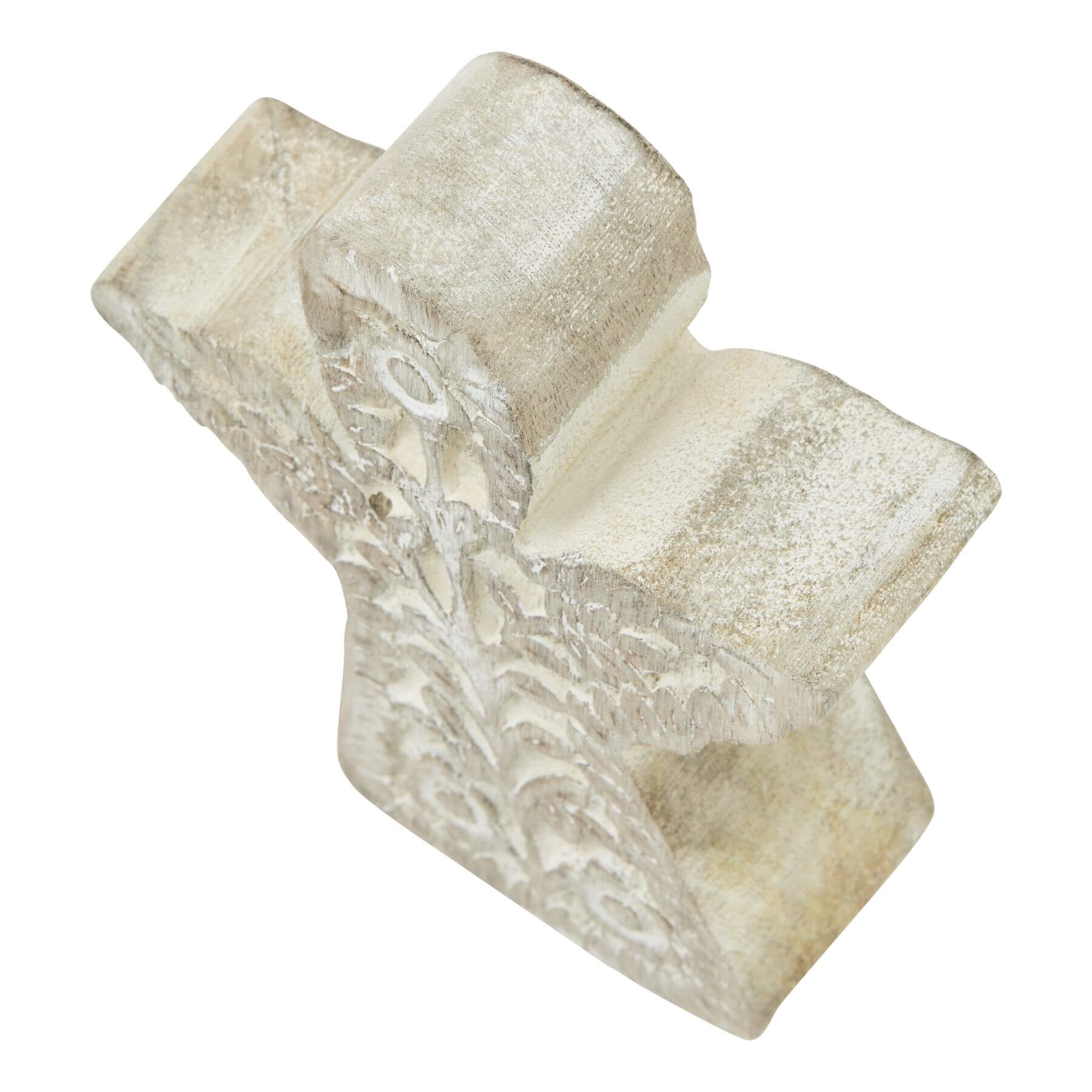 Handcrafted whitewashed wood angel decor with intricate details, soft neutral tones, 15cm height. by RoomLondon at brixbailey.com