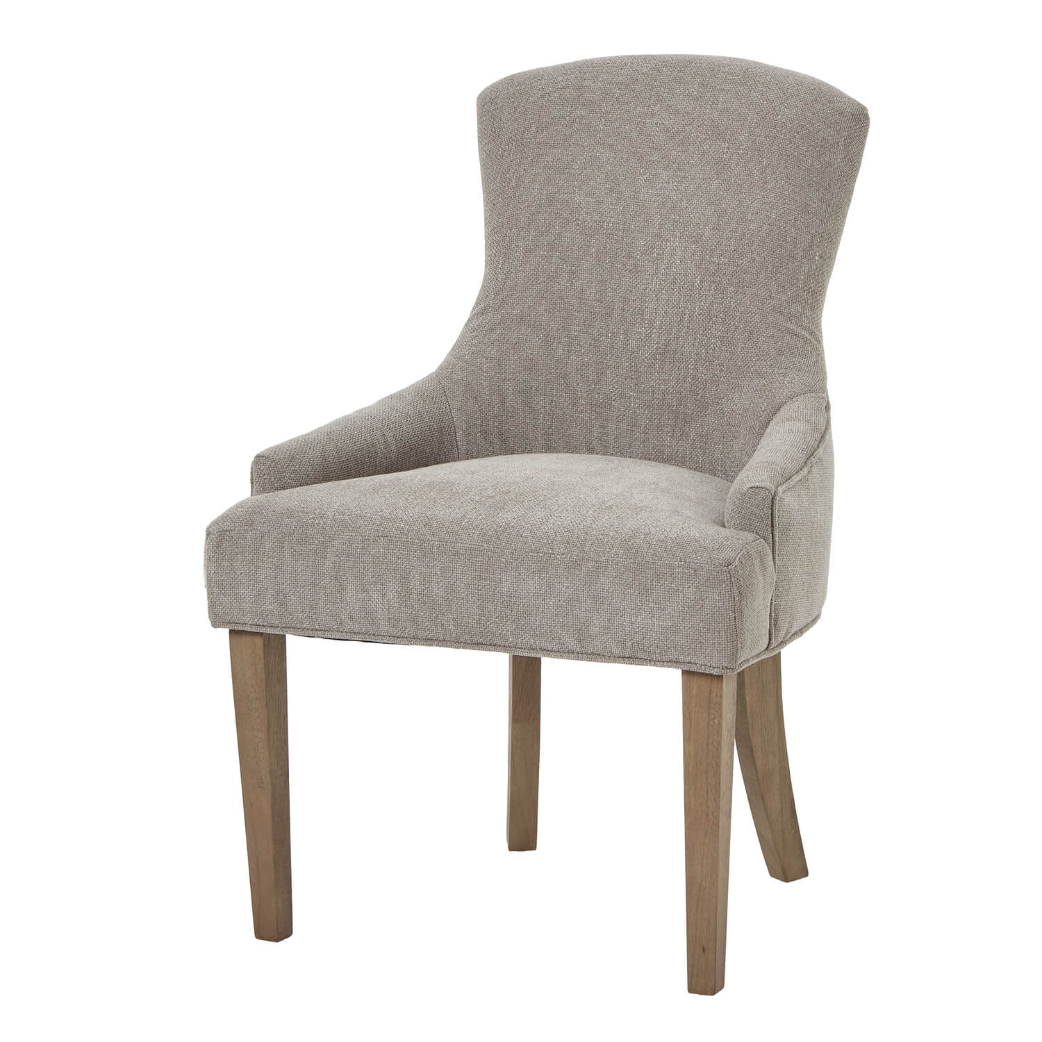 Brockham woven taupe dining chair with wooden frame and ergonomic curved design for stylish, comfortable seating by RoomLondon at brixbailey.com