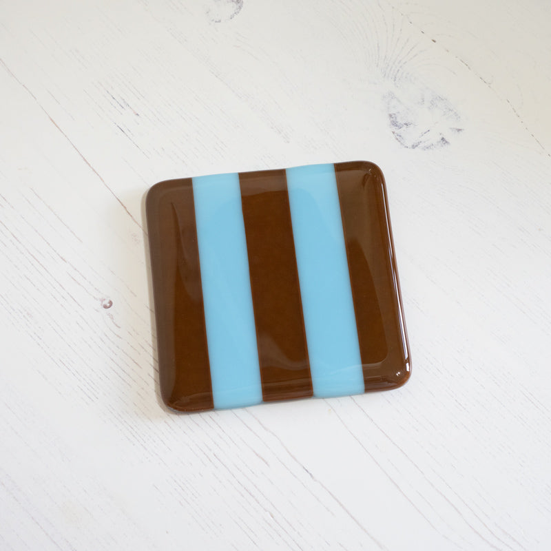 Striped Dual Coloured Glass Coaster 10cm Bullseye