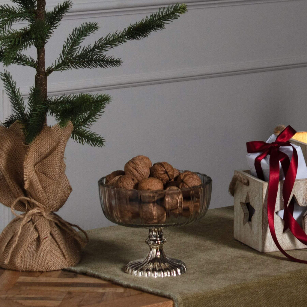 Silver mercury glass bowl with elegant finish, perfect for centerpieces or decor, 15cm diameter. by RoomLondon at brixbailey.com