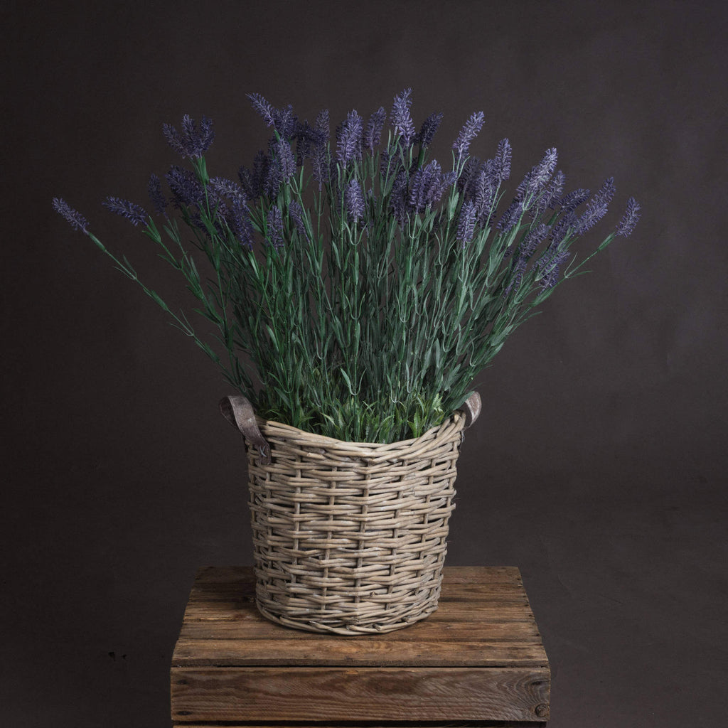 Artificial lavender spray with hyper-realistic purple blooms, bendable stems, and natural textures for home decor by sostter at brixbailey.com