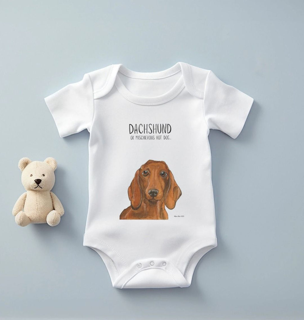 Mischievous Hot Dog Baby Bodysuit in Red