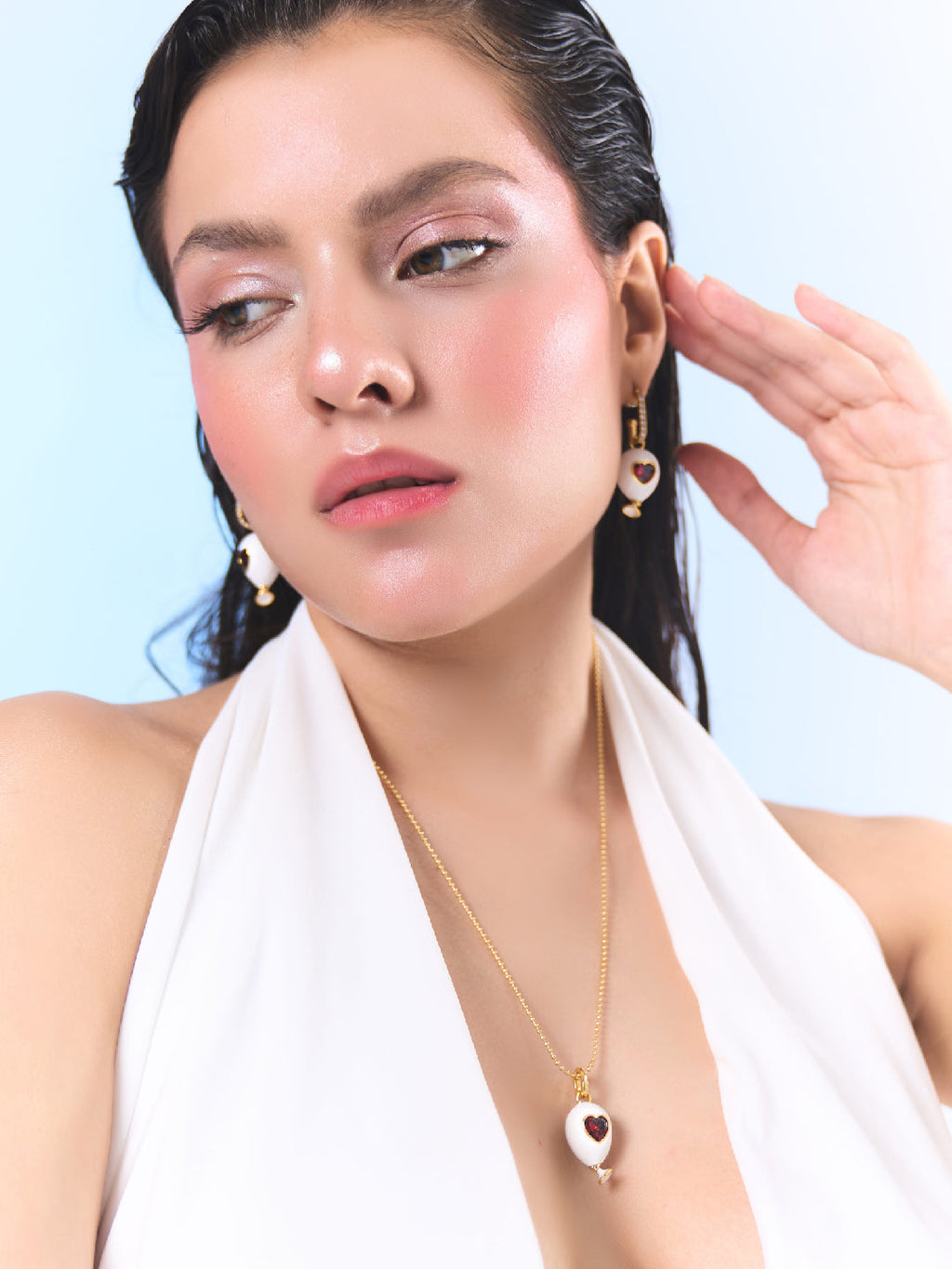 Age of Innocence Red and White Dangle Earrings