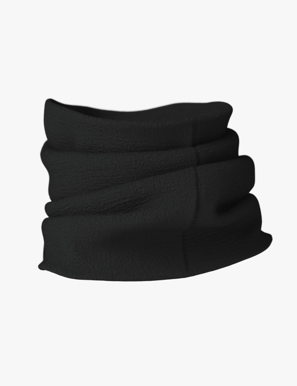 close-up of a merino wool tube scarf laid flat, showcasing its practical knit and moisture-wicking texture for winter activities