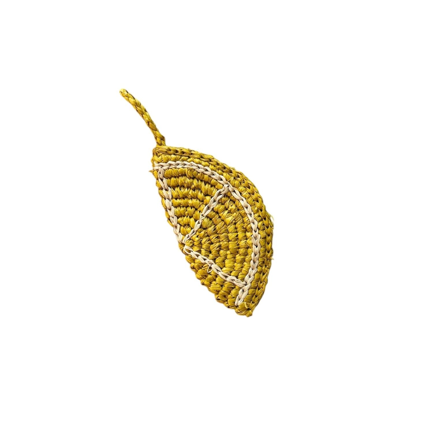 Lemon Raffia Keyring Hand Crocheted
