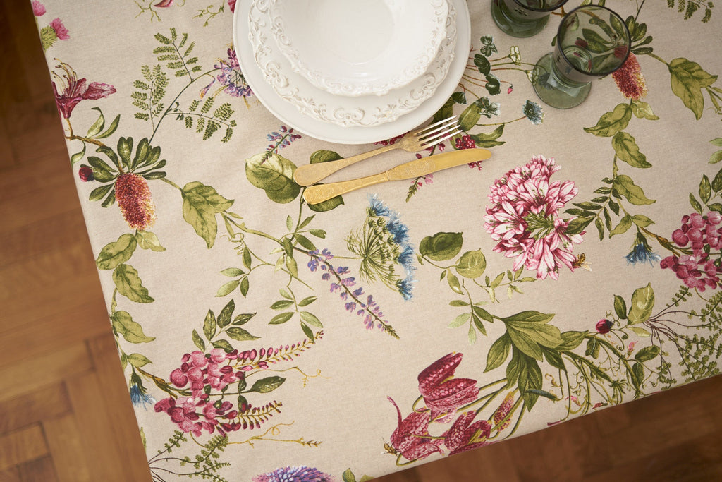 Botanico Rectangular Tablecloth – Elegant & Durable European Design by Hortensias Home at www.brixbailey.com